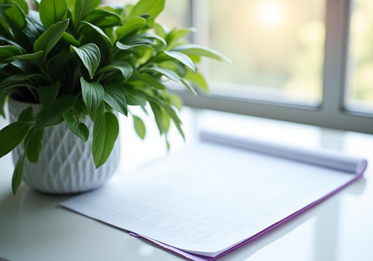 Documentazione legale e piante verdi